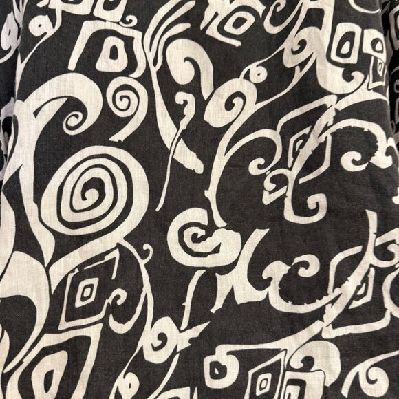 Black White Abstract Print Tunic Blouse Square Neck Oversized Boho Top - Picture 4 of 11